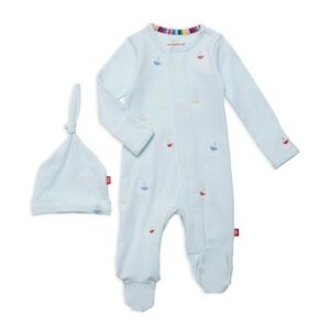 sail-ebrate good times organic cotton magnetic footie and hat set